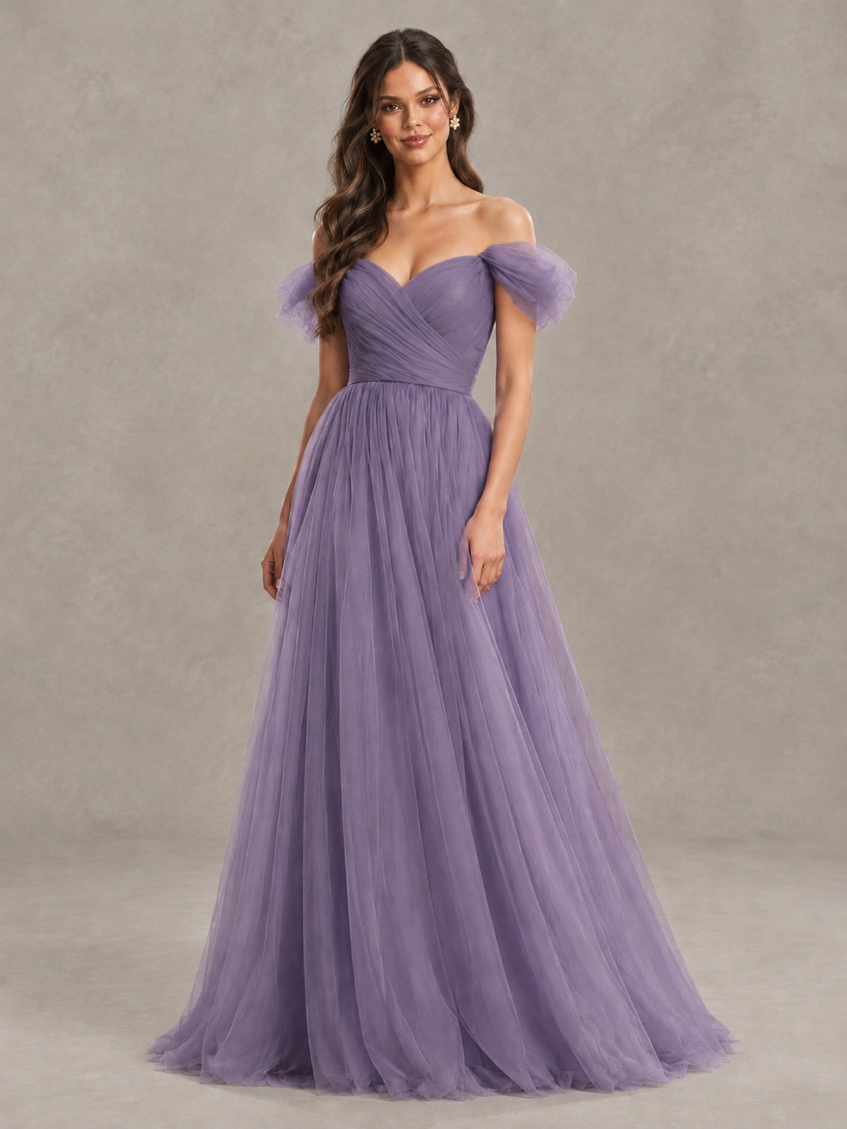 BOLODOO Wisteria Off-the-Shoulder Ruffle Sleeve A-Line Bridesmaid Dress - Wisteria - Wisteria (4)
