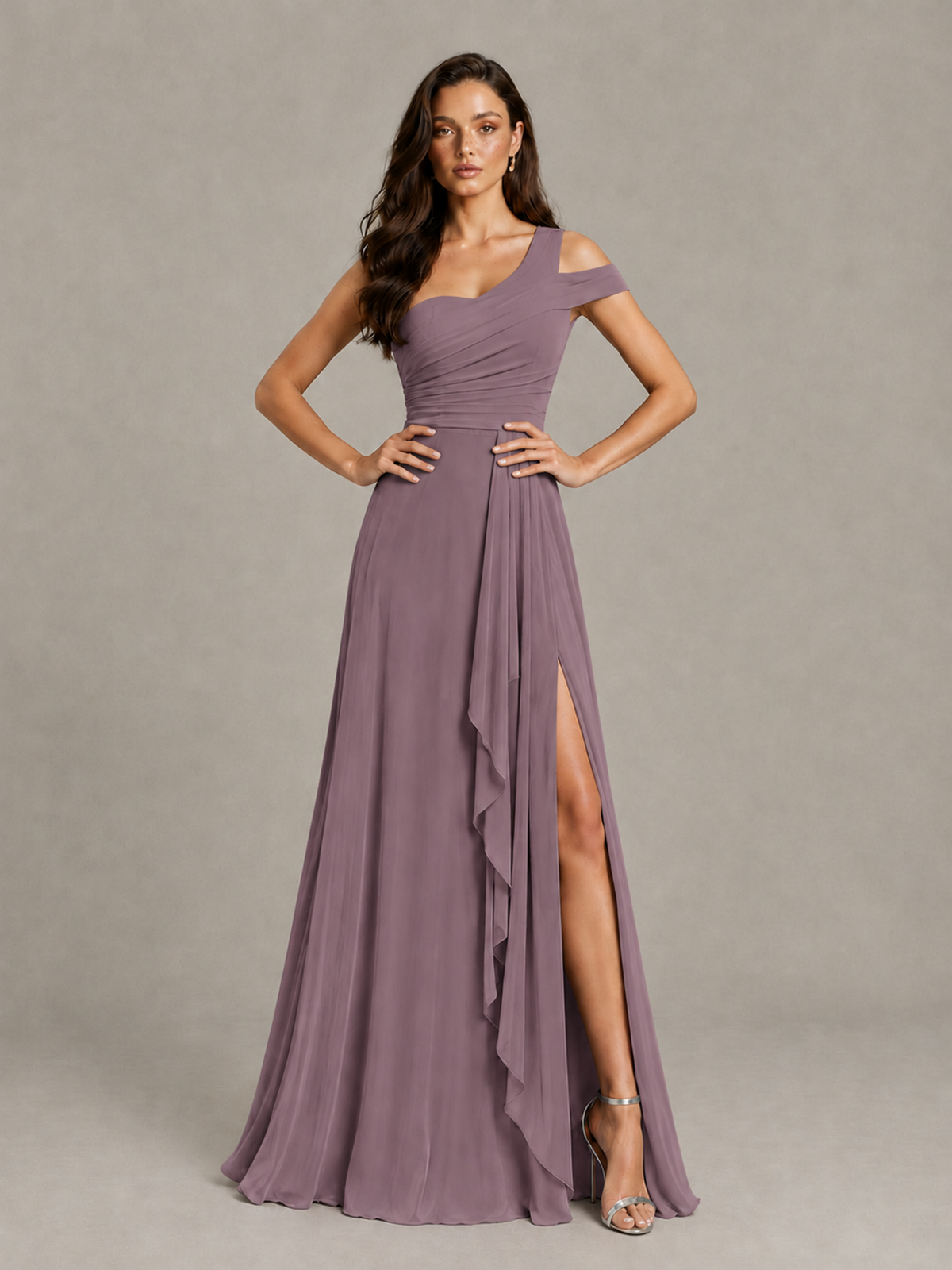 BOLODOO Wisteria One-Shoulder Bridesmaid Dress with Side Slit - Wisteria - Wisteria (4)