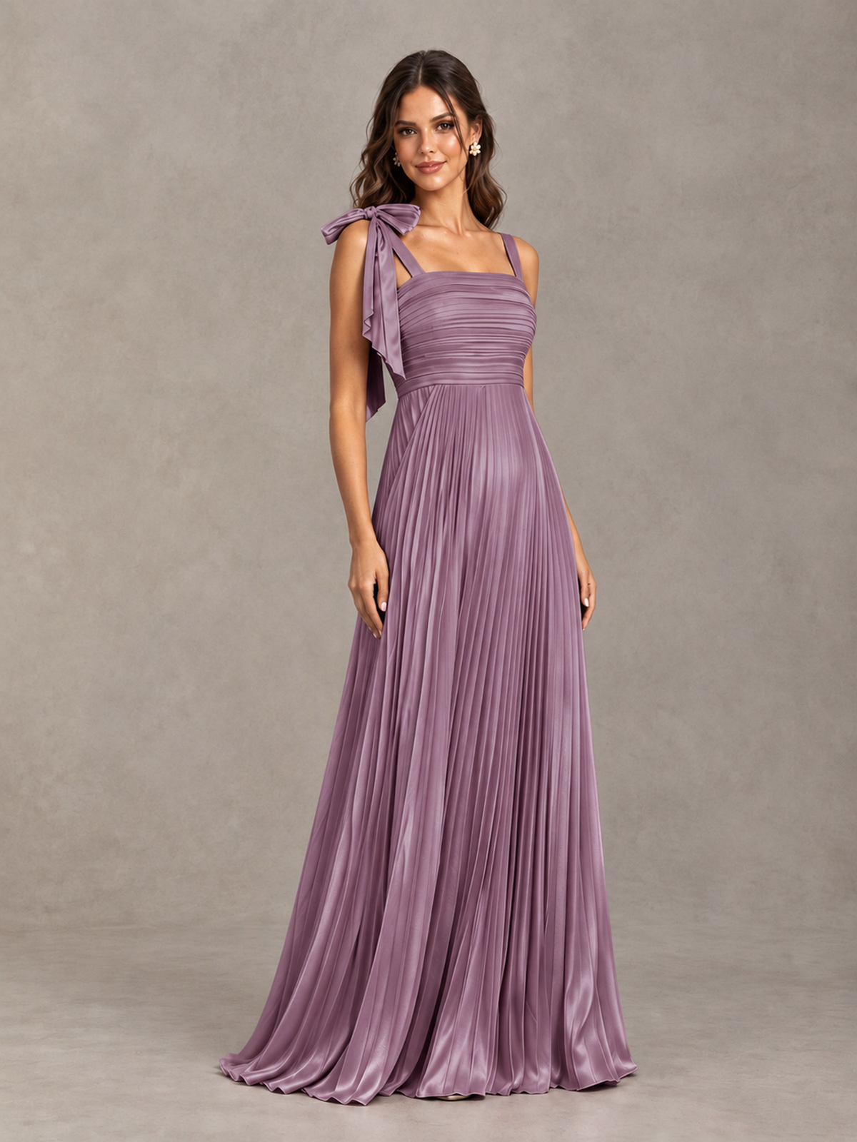 BOLODOO Wisteria Pleated Bow-Strap Bridesmaid Maxi Dress - Wisteria - Wisteria (4)