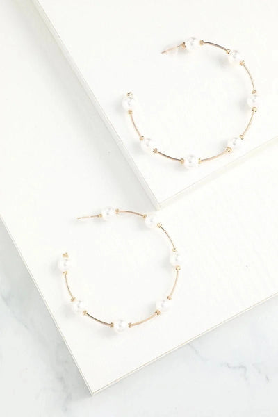 White Pearl Circle Earrings - BOLODOO
