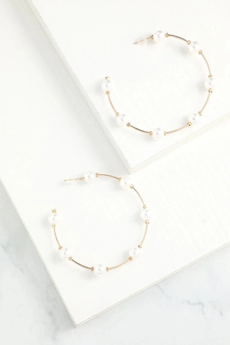 White Pearl Circle Earrings - BOLODOO