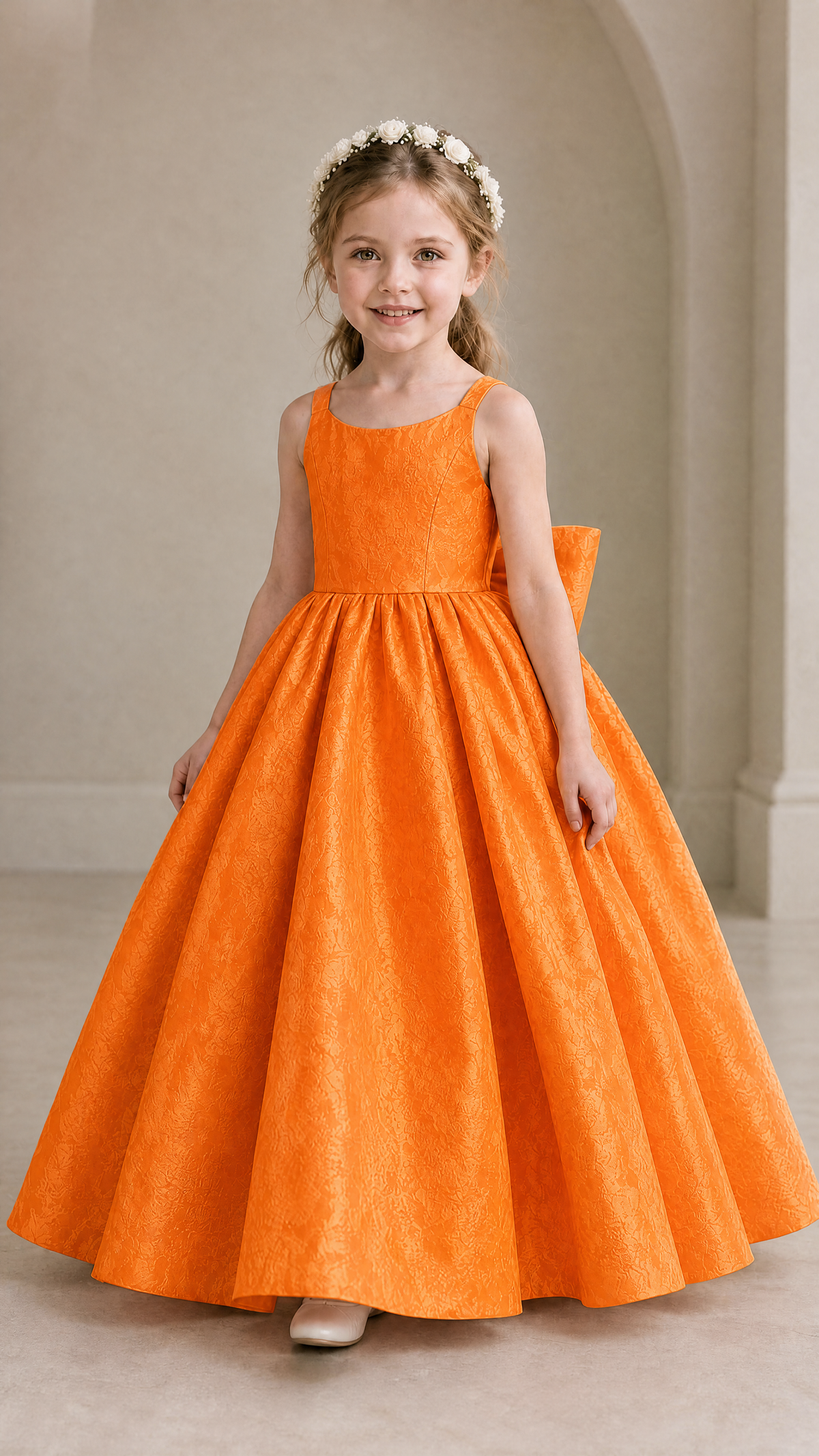 BOLODOO XX023 Girls' A-Line Flower Girl Dress with Back Bow - XX023加色