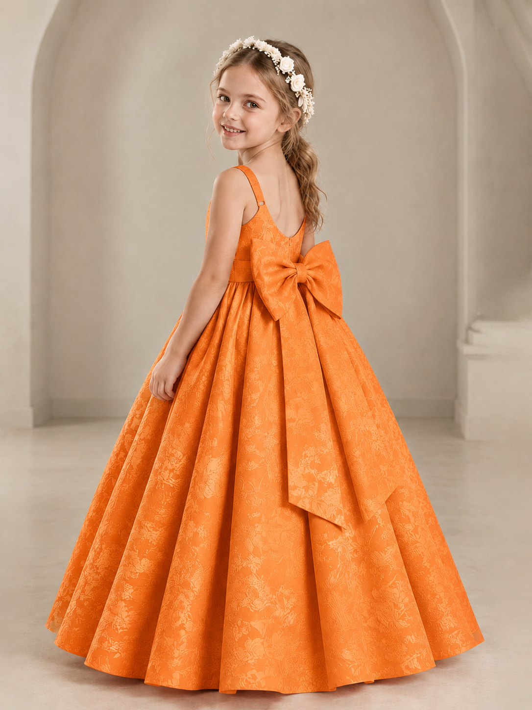 BOLODOO XX023 Girls' A-Line Flower Girl Dress with Back Bow - XX023加色