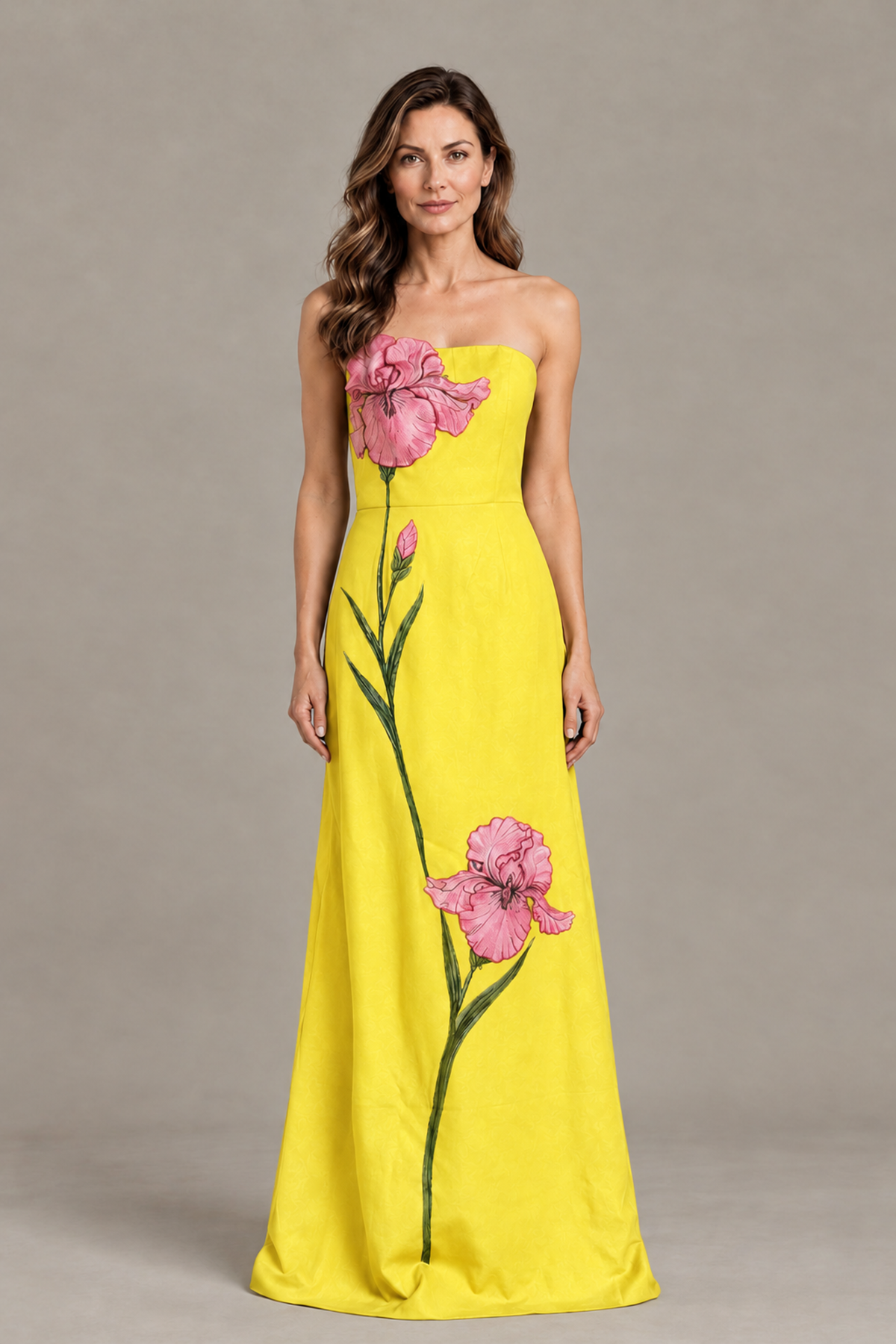 BOLODOO Yellow Strapless Floral Mother of the Bride Gown - Yellow - Yellow_01
