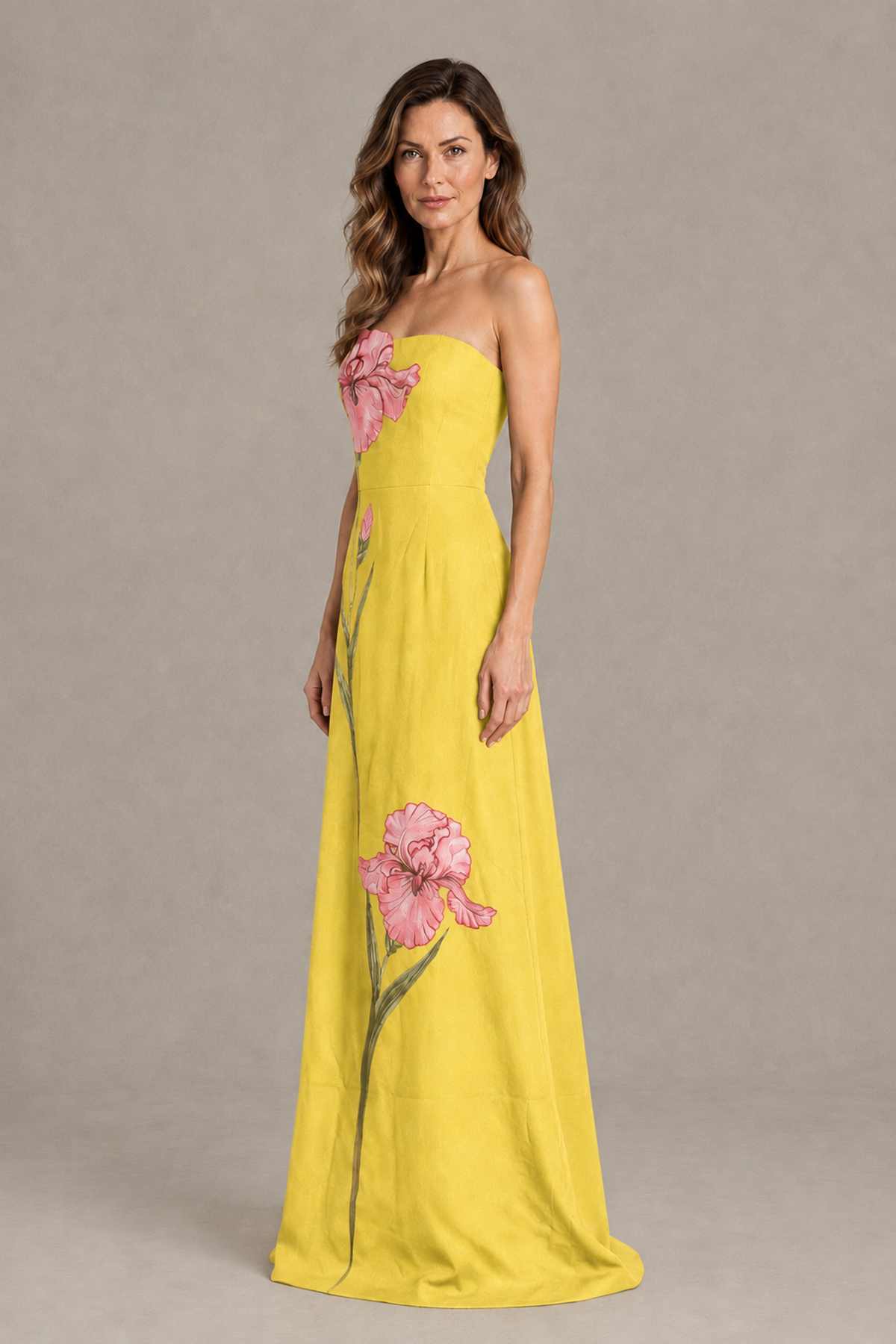 BOLODOO Yellow Strapless Floral Mother of the Bride Gown - Yellow - Yellow_03