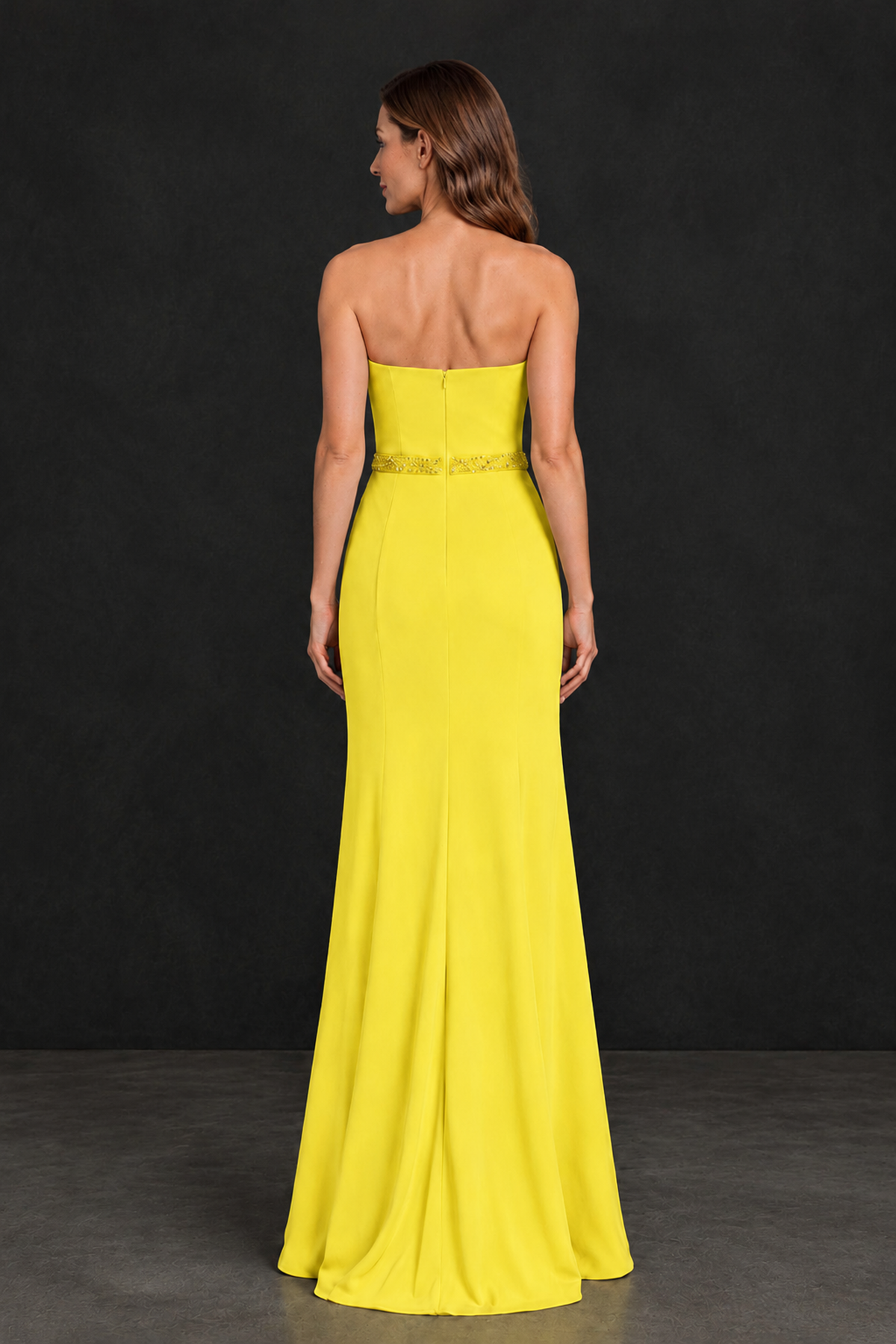 BOLODOO Yellow Strapless Mother of the Bride Dress with 3D Floral Appliques - Yellow - Yellow_2
