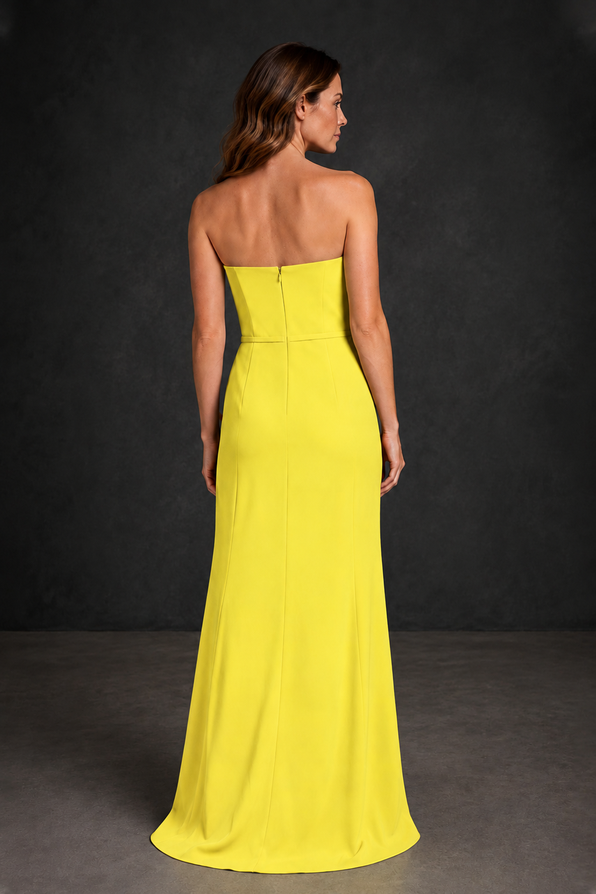 BOLODOO Yellow Strapless Mother of the Bride Dress with Ruffle Detail - Yellow - Yellow_2