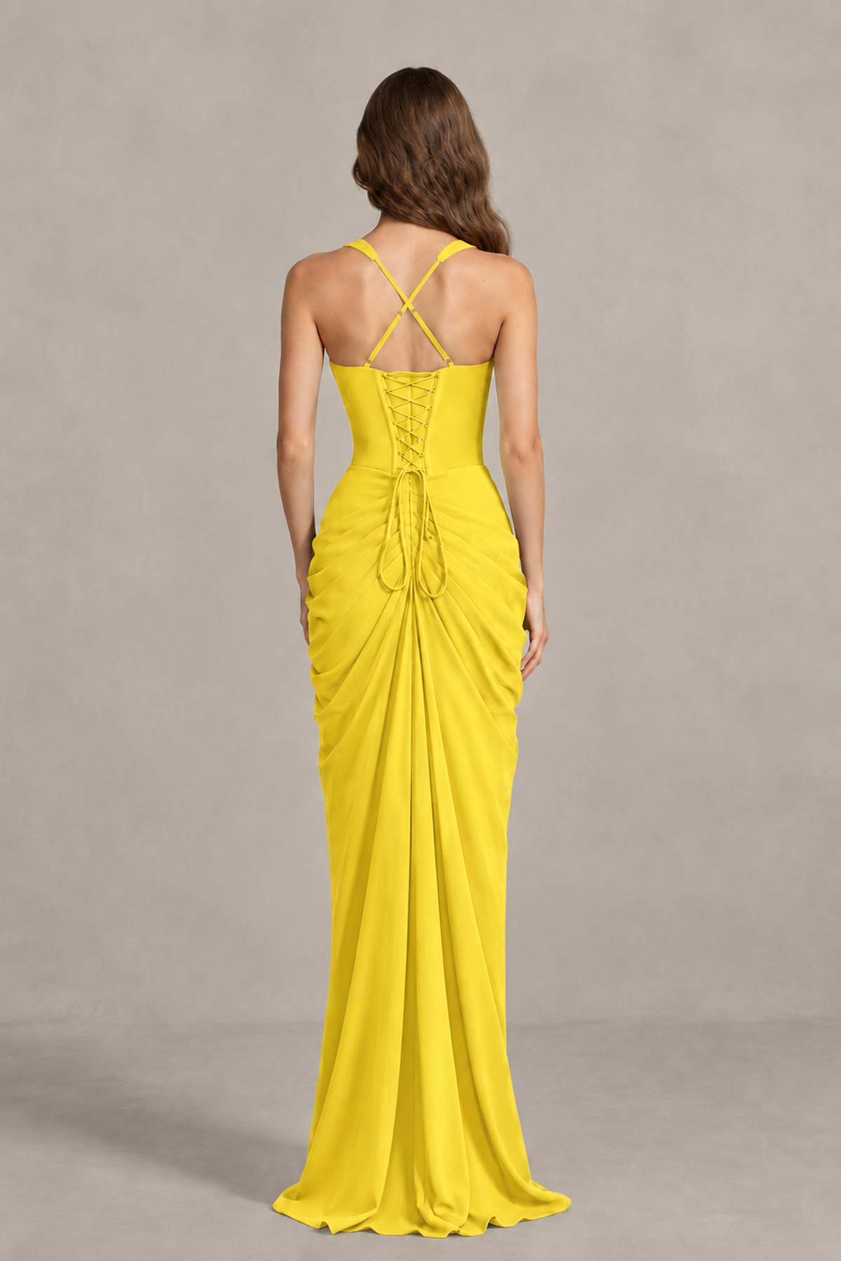 BOLODOO Yellow Sweetheart Maxi Dress with High Slit - Yellow - Yellow_2