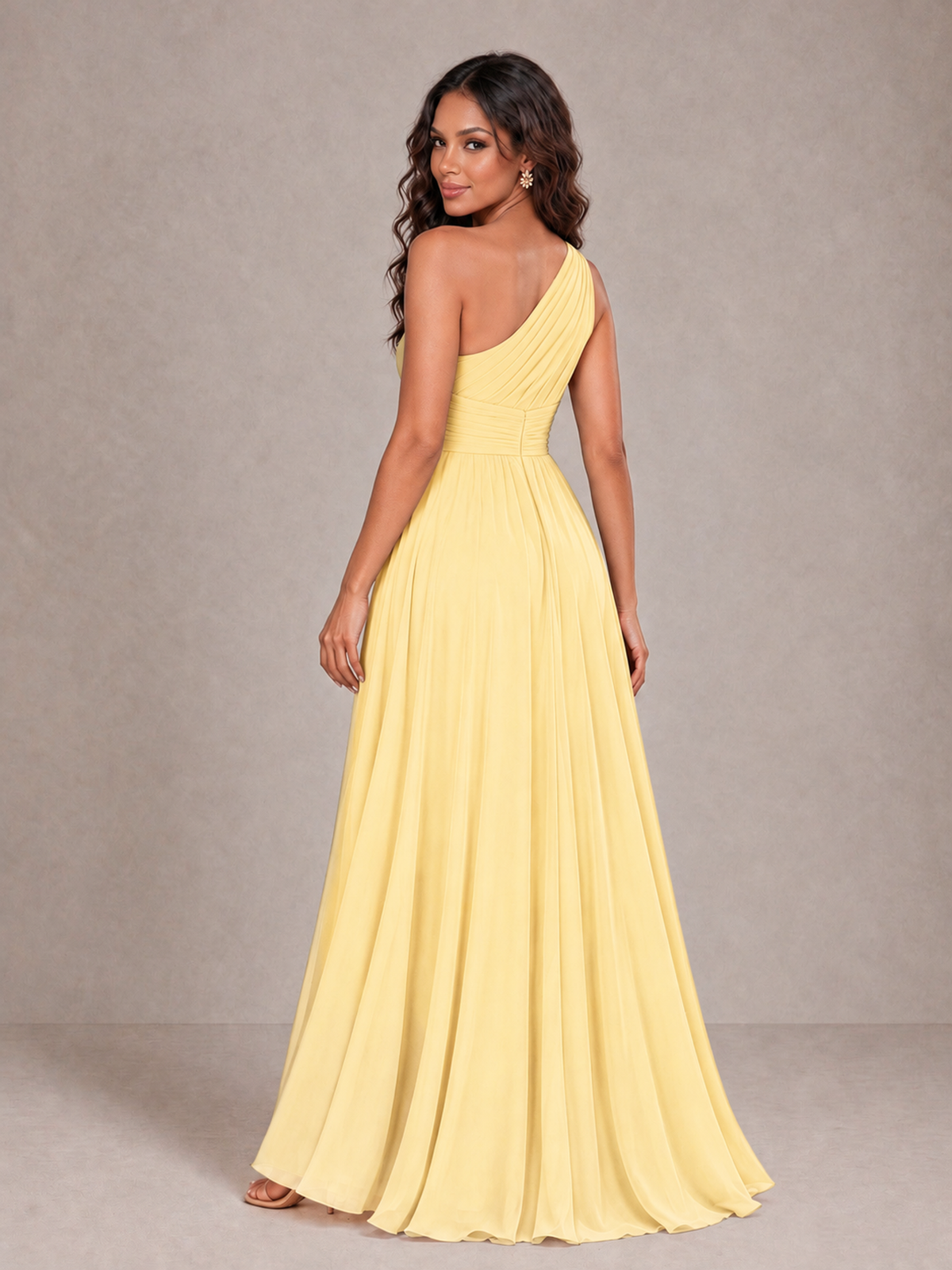 BOLODOO Yellow One-Shoulder A-Line Bridesmaid Dress - Yellow - Yellow_2