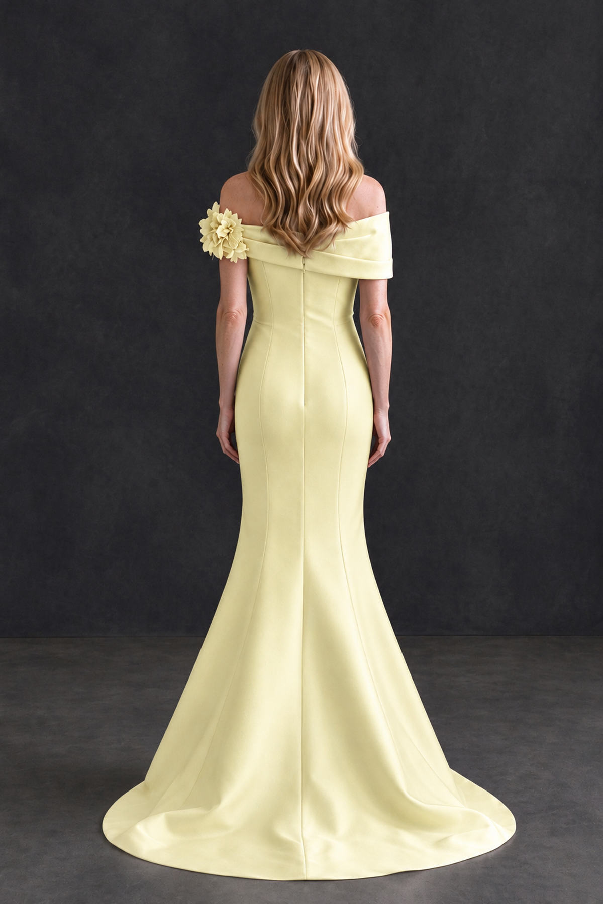 BOLODOO Yellow Off-Shoulder Floral Mermaid Mother of the Bride Dress - Yellow - Yellow_2