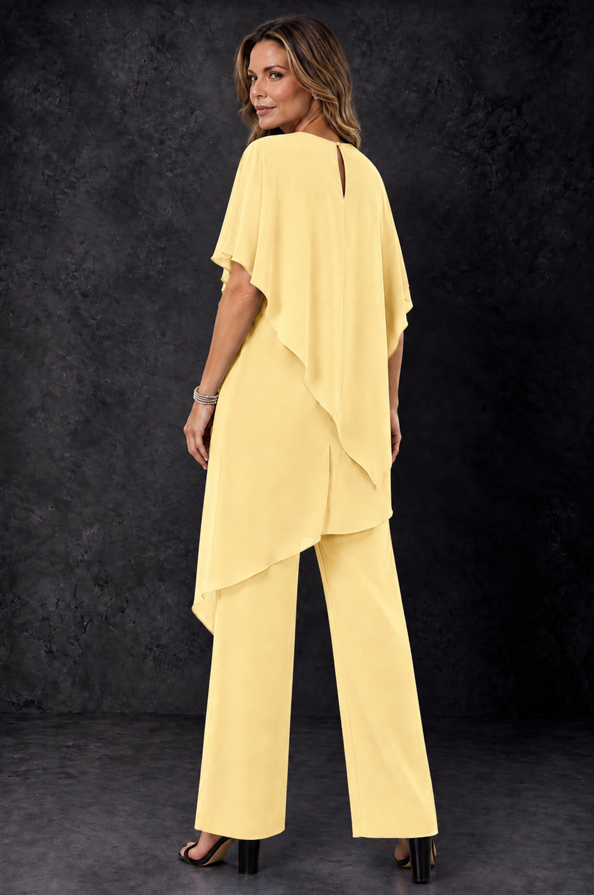 BOLODOO Yellow Chiffon Two Piece Mother of the Bride Pant Suit - Yellow - Yellow_4