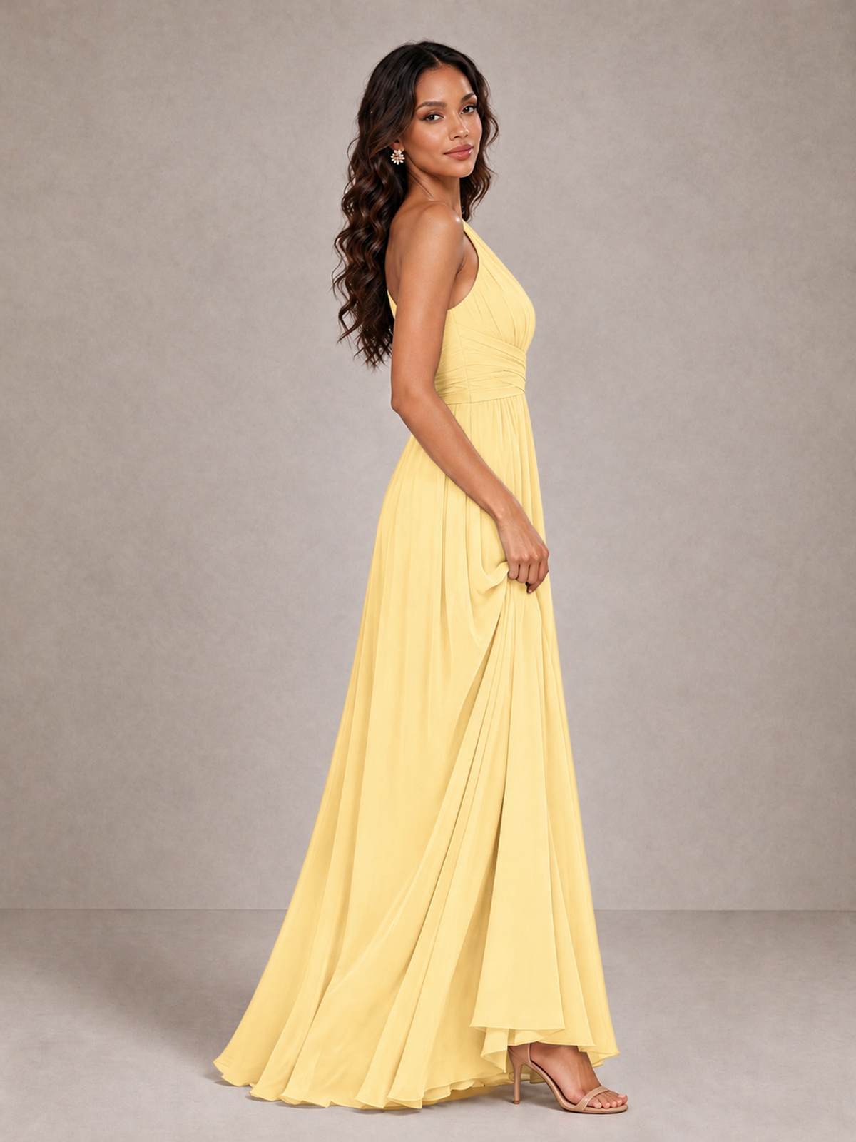 BOLODOO Yellow One-Shoulder A-Line Bridesmaid Dress - Yellow - Yellow_4