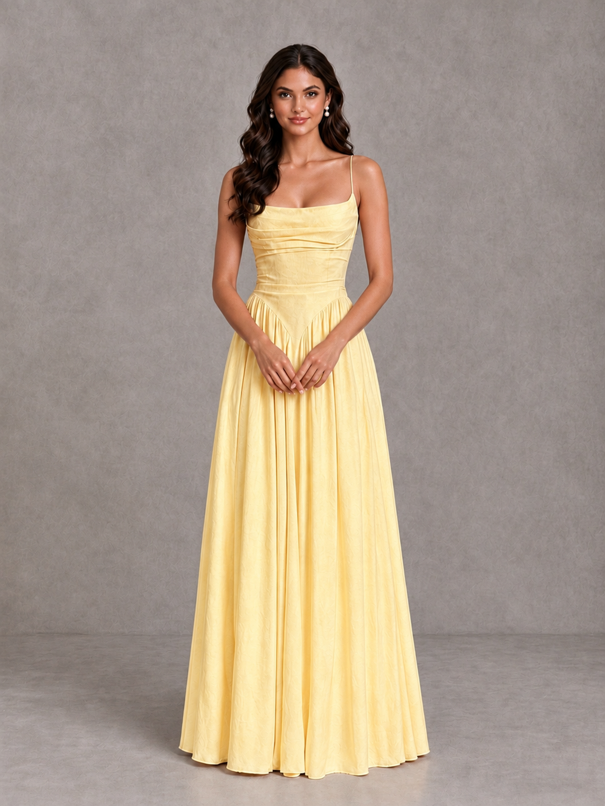 BOLODOO Yellow Lace-Up Back A-Line Bridesmaid Dress - Yellow - Yellow_4