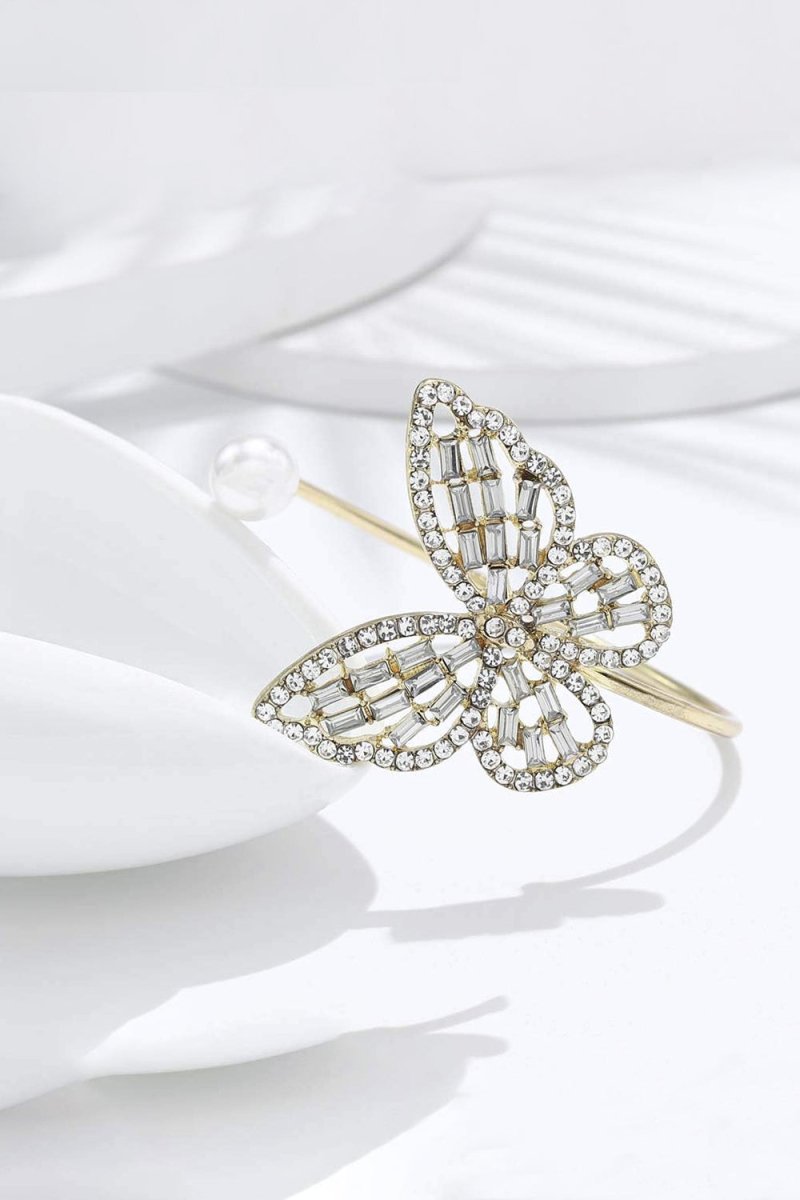 Hollow Crystal Butterfly Open Bracelet - BOLODOO