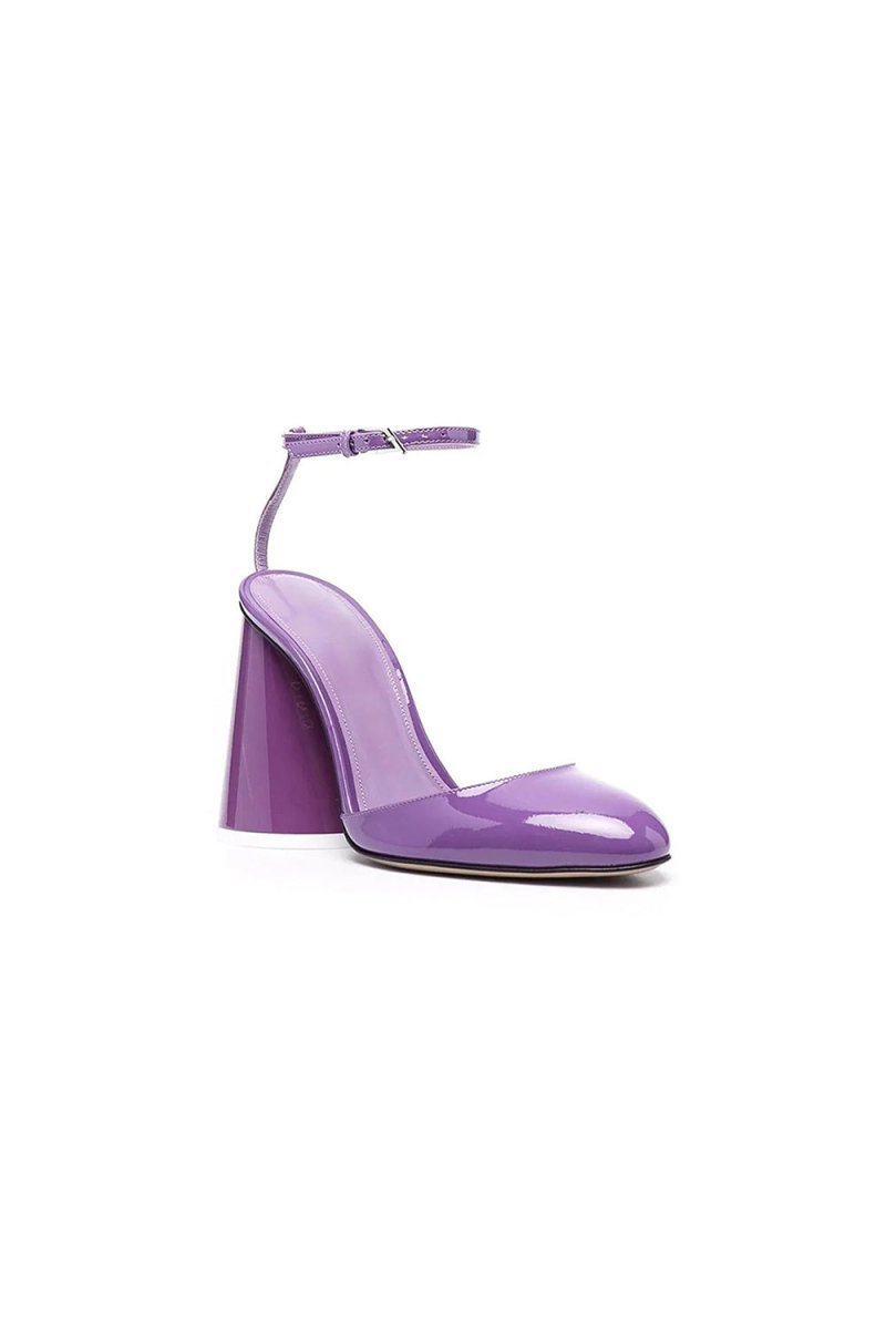 Green Ankle Strap Block Heel Sandals - BOLODOO