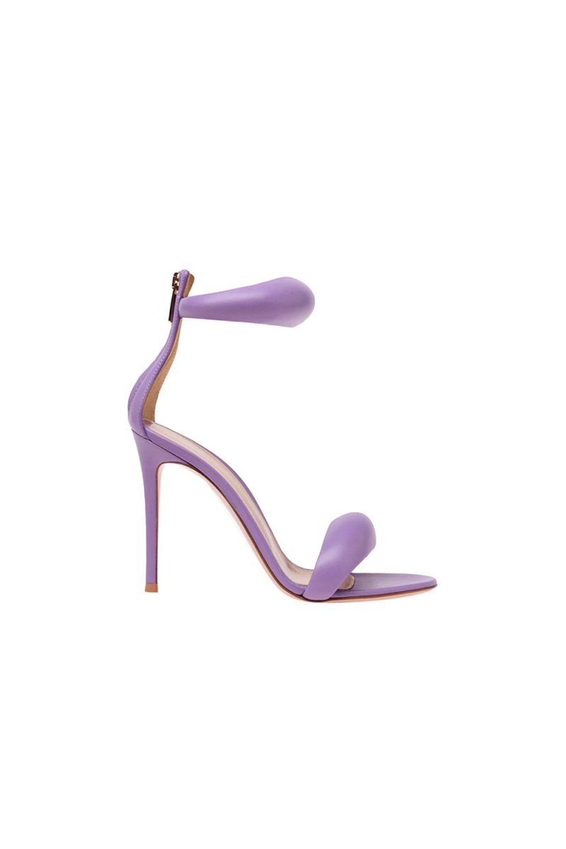 Gold Ankle Strap Leather Stiletto High Heel Sandals - BOLODOO