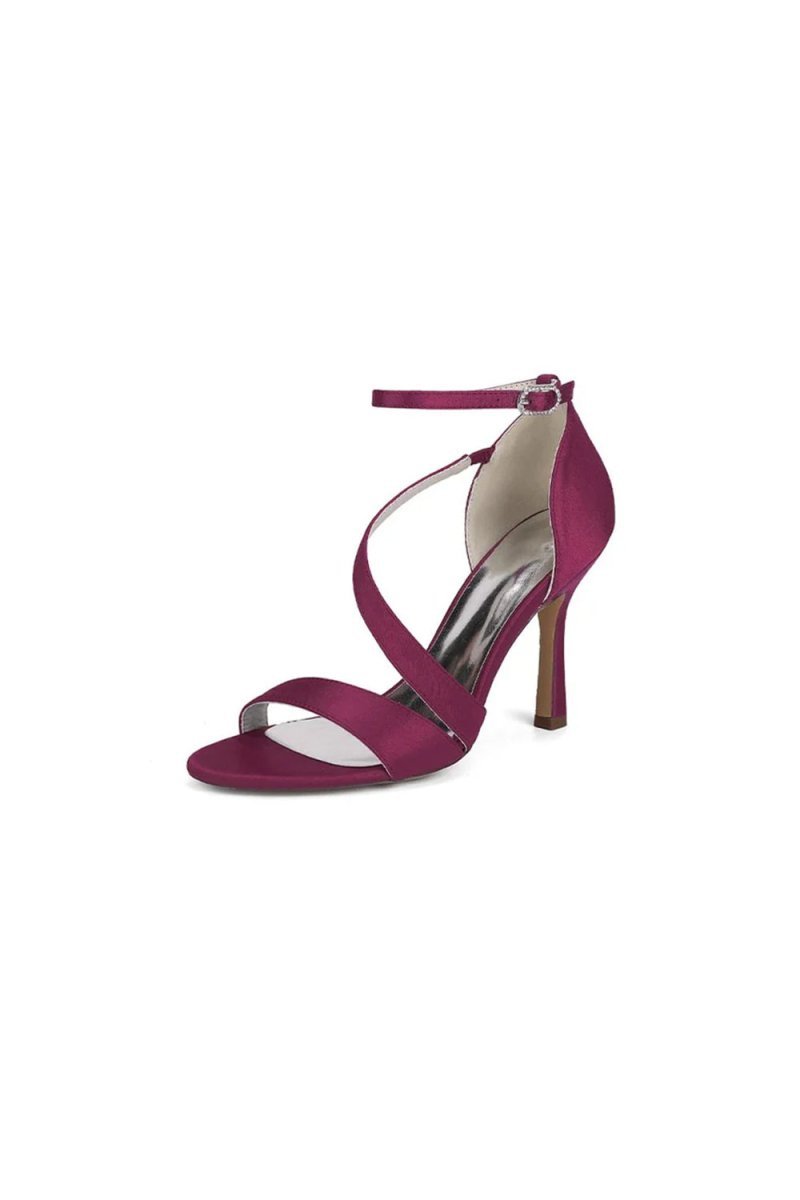 Ankle - Strap Satin Stiletto Sandals - BOLODOO