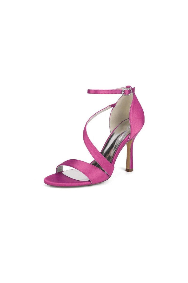 Ankle - Strap Satin Stiletto Sandals - BOLODOO
