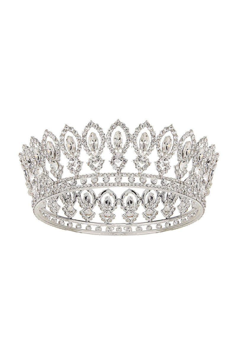 Baroque Silver Sparkly Crystal Crown - BOLODOO
