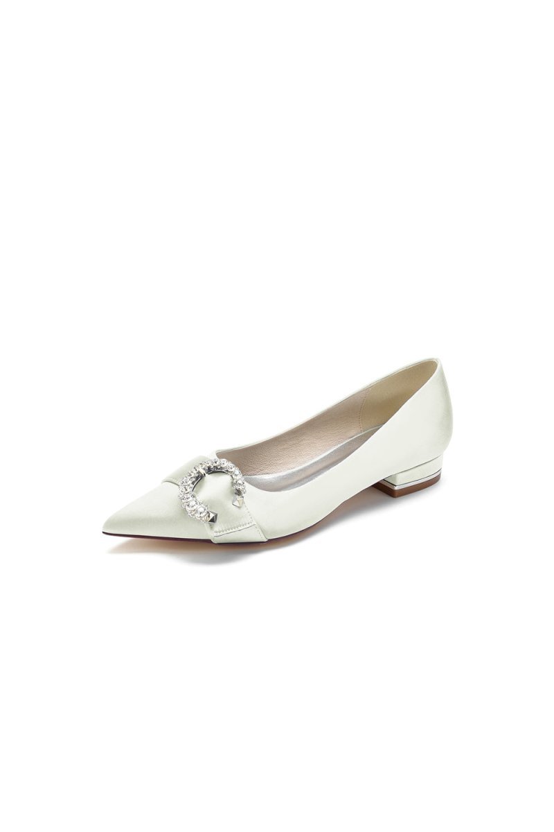 Beading Pointed Toe Kitten Heels - BOLODOO