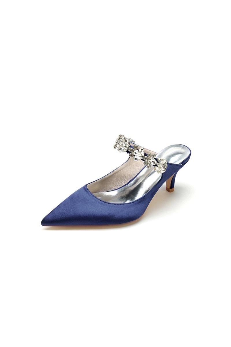 Beading Pointed Toe Rhinestone High Heels - BOLODOO