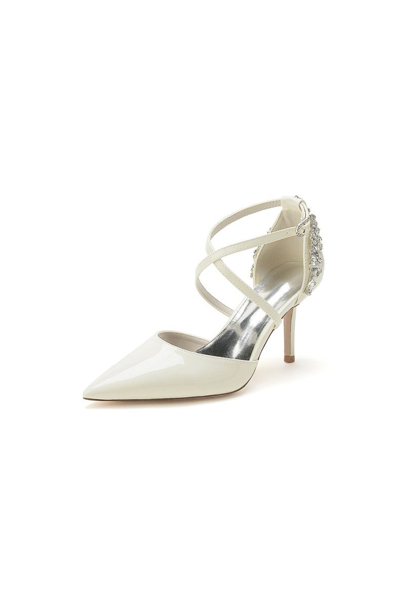 Black Elegant High Heels with Crossover Straps and Transparent Heel - BOLODOO