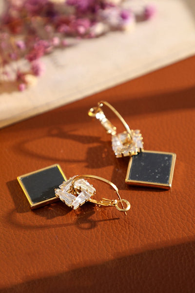 Black White Earrings Dangle Drop