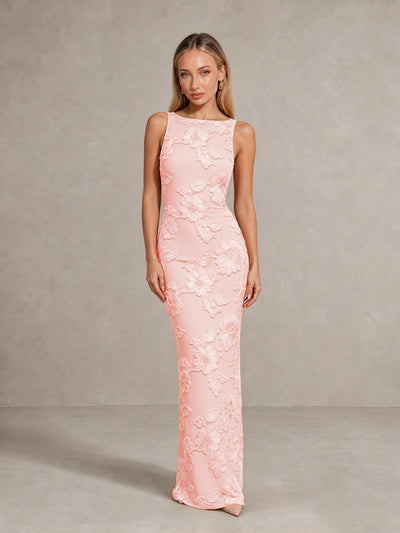 BOLODOO blush pink Floral Sleeveless Maxi Wedding Guest Dress - blush pink - blush pink(1)