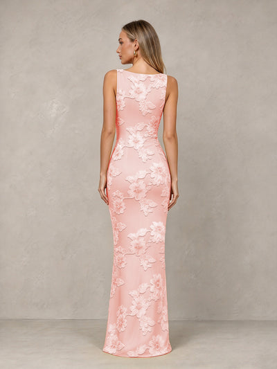 BOLODOO blush pink Floral Sleeveless Maxi Wedding Guest Dress - blush pink - blush pink(2)