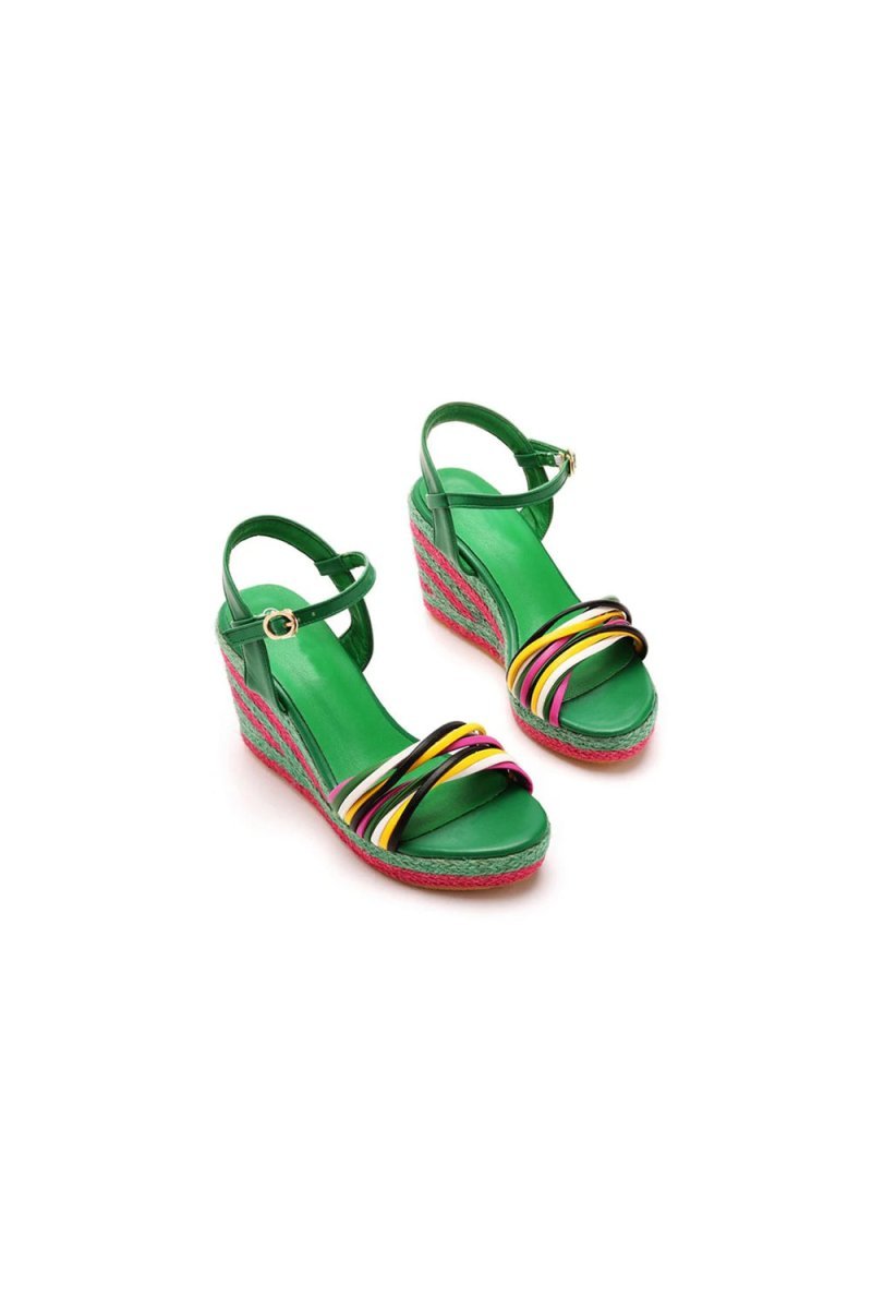 Bohemian Open Toe Platform Sandals Woven Straw Wedges