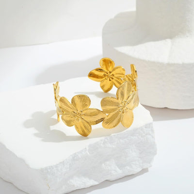Boho Floral Chunky Wide Open Bracelets