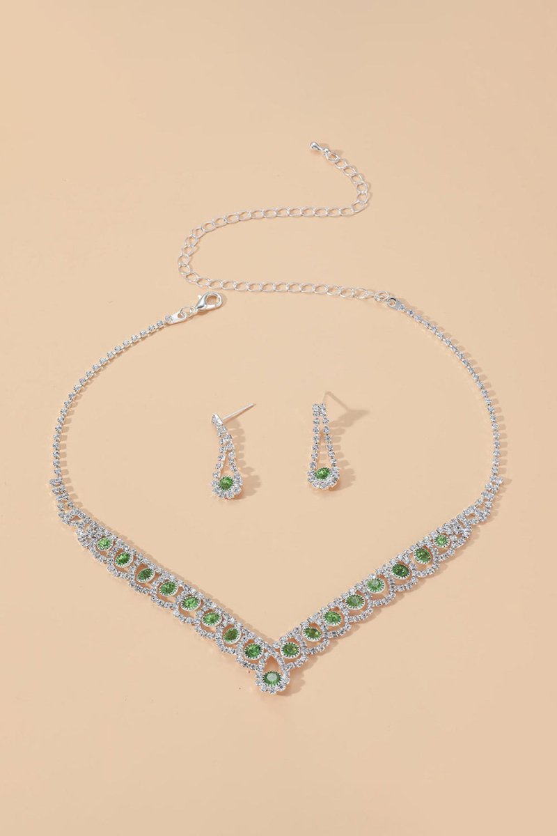 Braided Rhinestone Clavicle Necklace And Earrings Set - BOLODOO