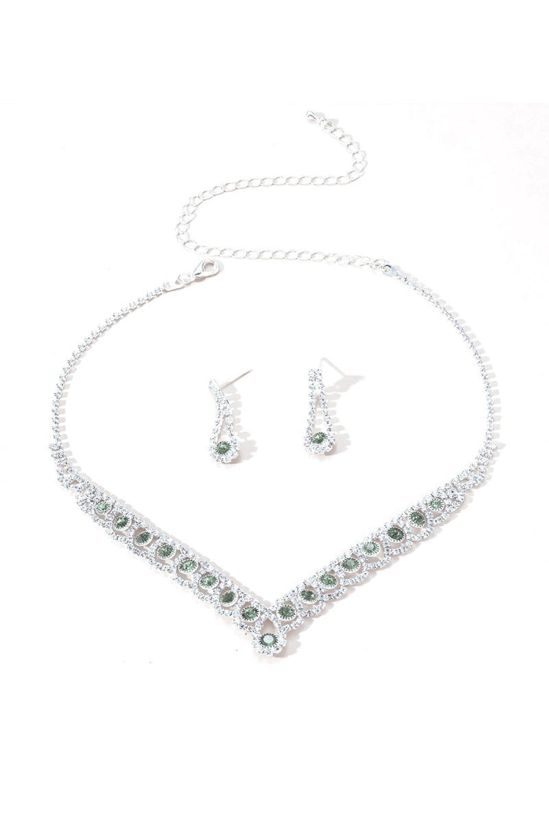 Braided Rhinestone Clavicle Necklace And Earrings Set