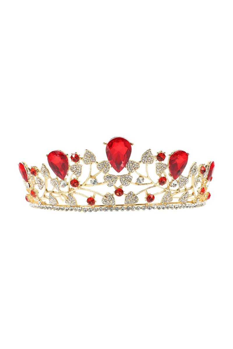 Bronze Red Crystal Leaf Tiara - BOLODOO