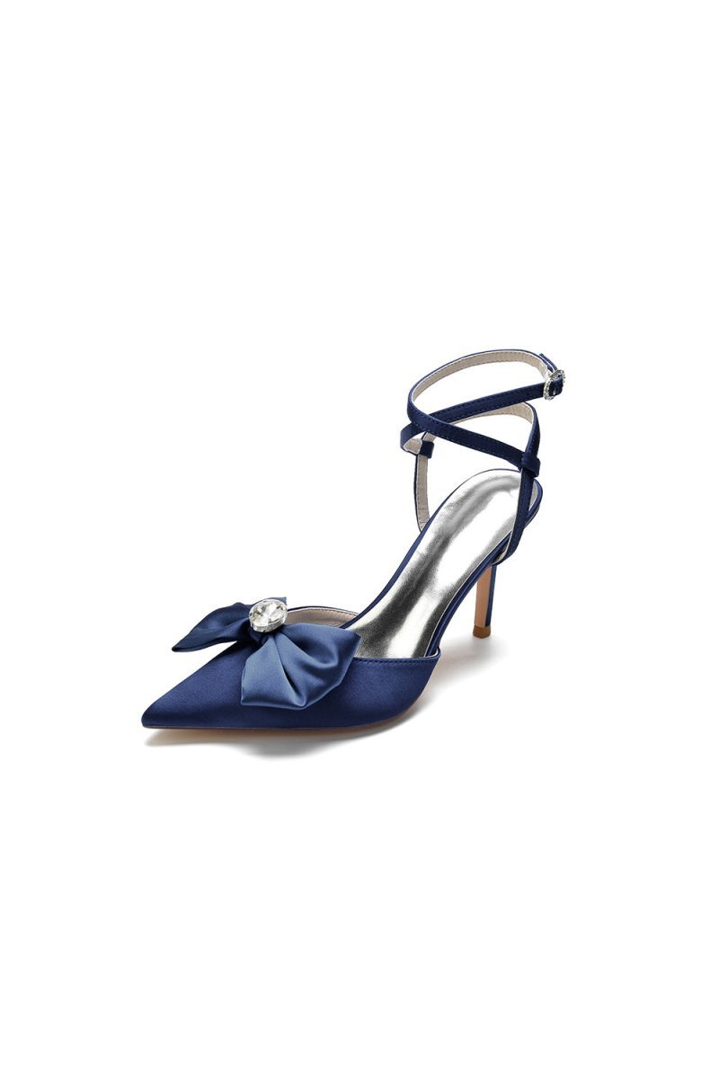 Buckle Strap Bow Pointed Toe High Heels - BOLODOO