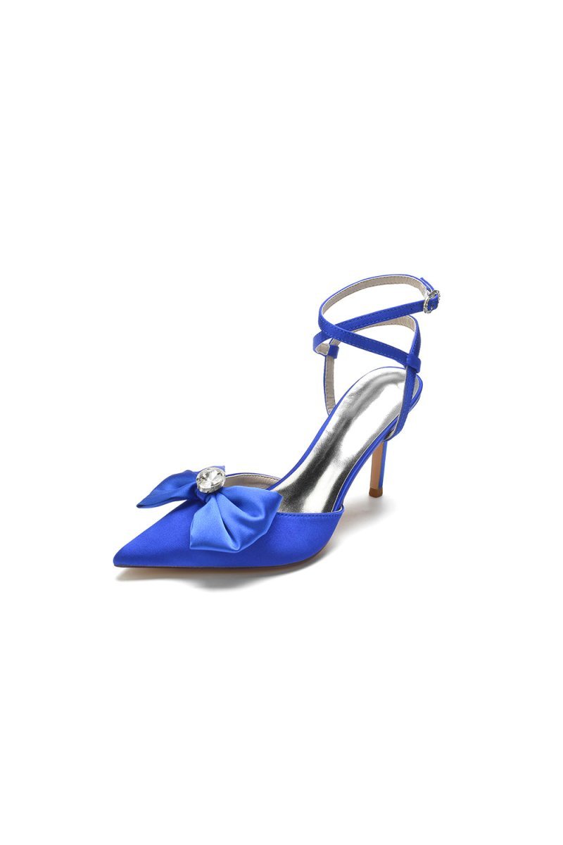 Buckle Strap Bow Pointed Toe High Heels - BOLODOO