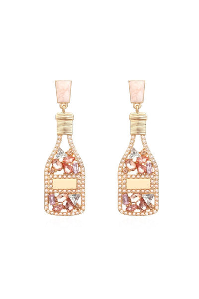 Champagne Bottle Earrings Rhinestone Crystal - BOLODOO