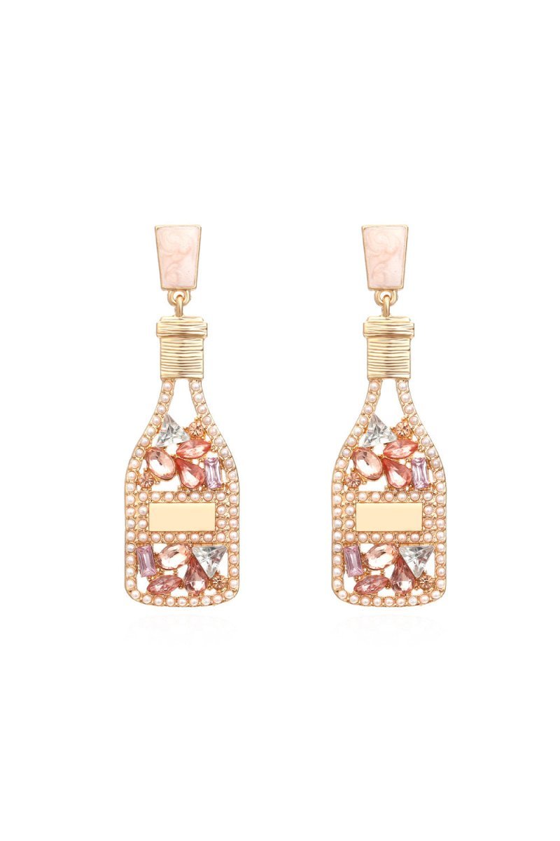 Champagne Bottle Earrings Rhinestone Crystal - BOLODOO