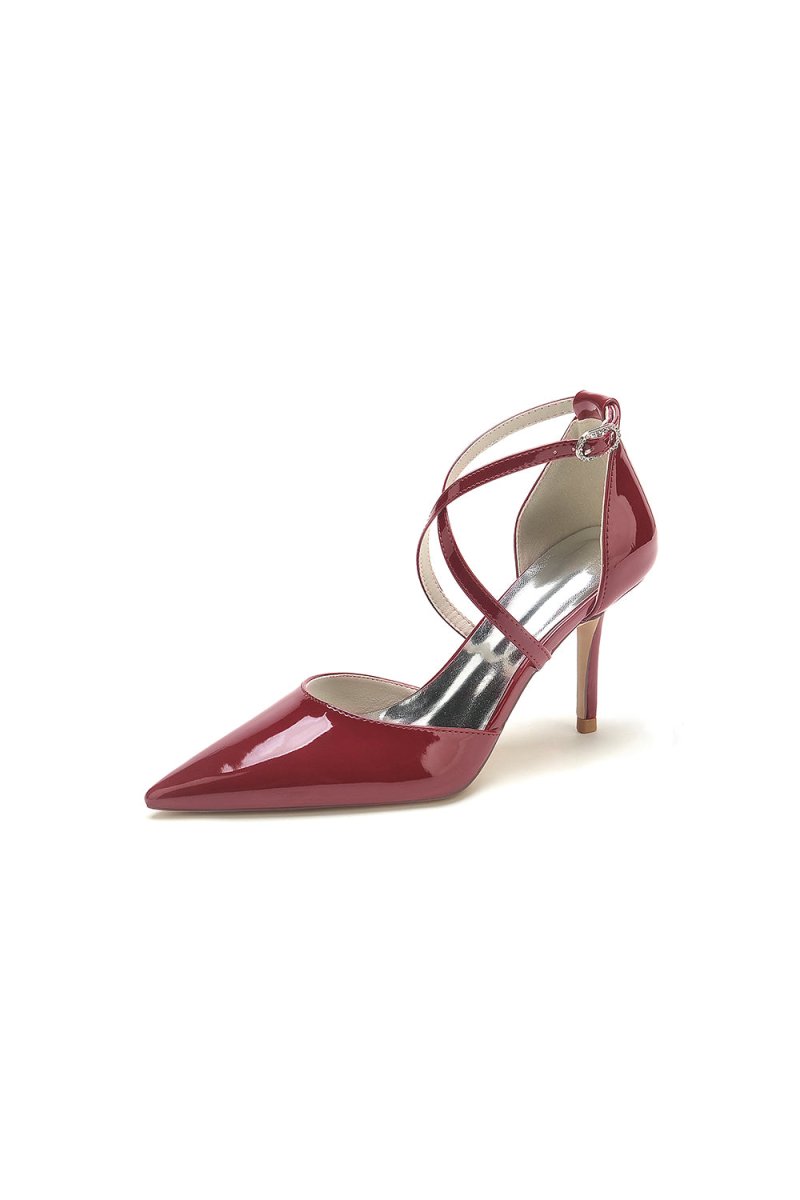 Champagne Patent Leather Wedding Shoes with Straps - BOLODOO