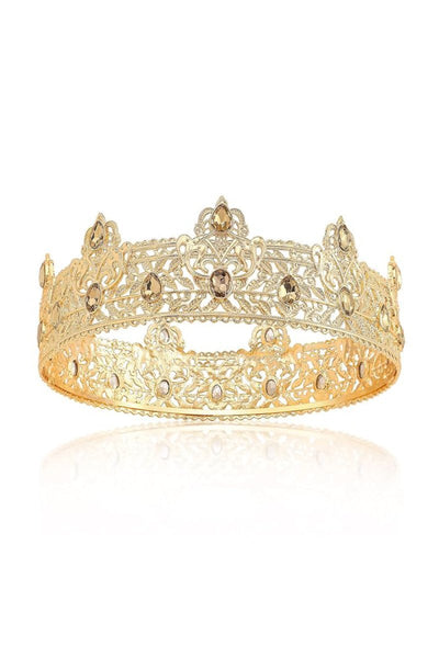 Champagne Rhinestone Birthday Crown for Men - BOLODOO