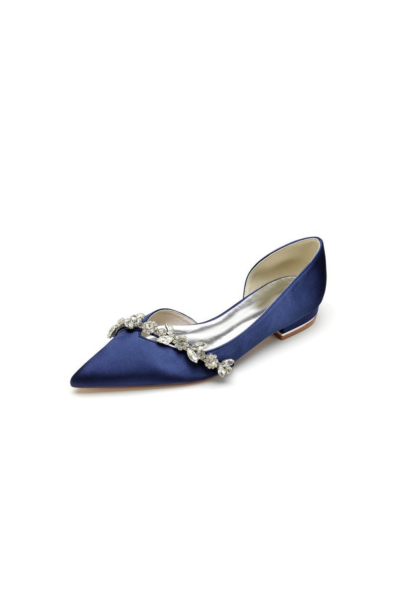 Chic Rhinestone Pointed Toe Kitten Heels - BOLODOO