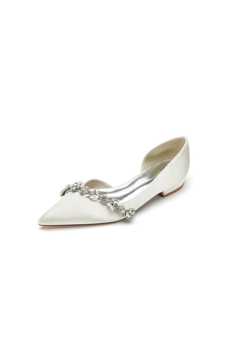 Chic Rhinestone Pointed Toe Kitten Heels - BOLODOO