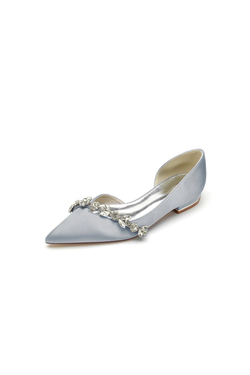 Chic Rhinestone Pointed Toe Kitten Heels - BOLODOO