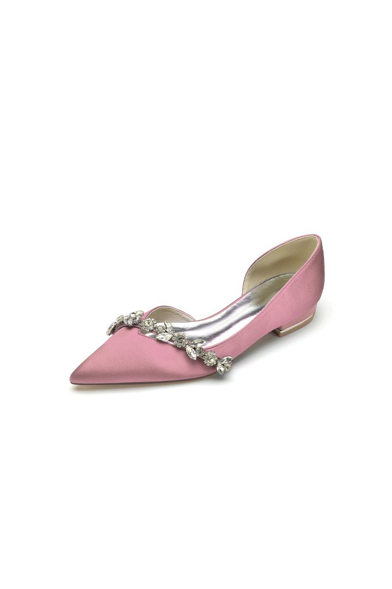 Chic Rhinestone Pointed Toe Kitten Heels - BOLODOO