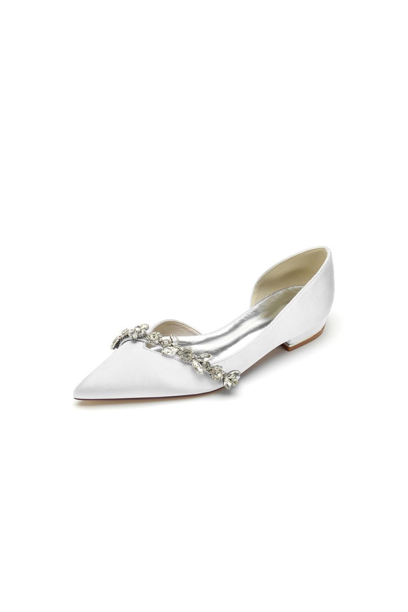 Chic Rhinestone Pointed Toe Kitten Heels - BOLODOO