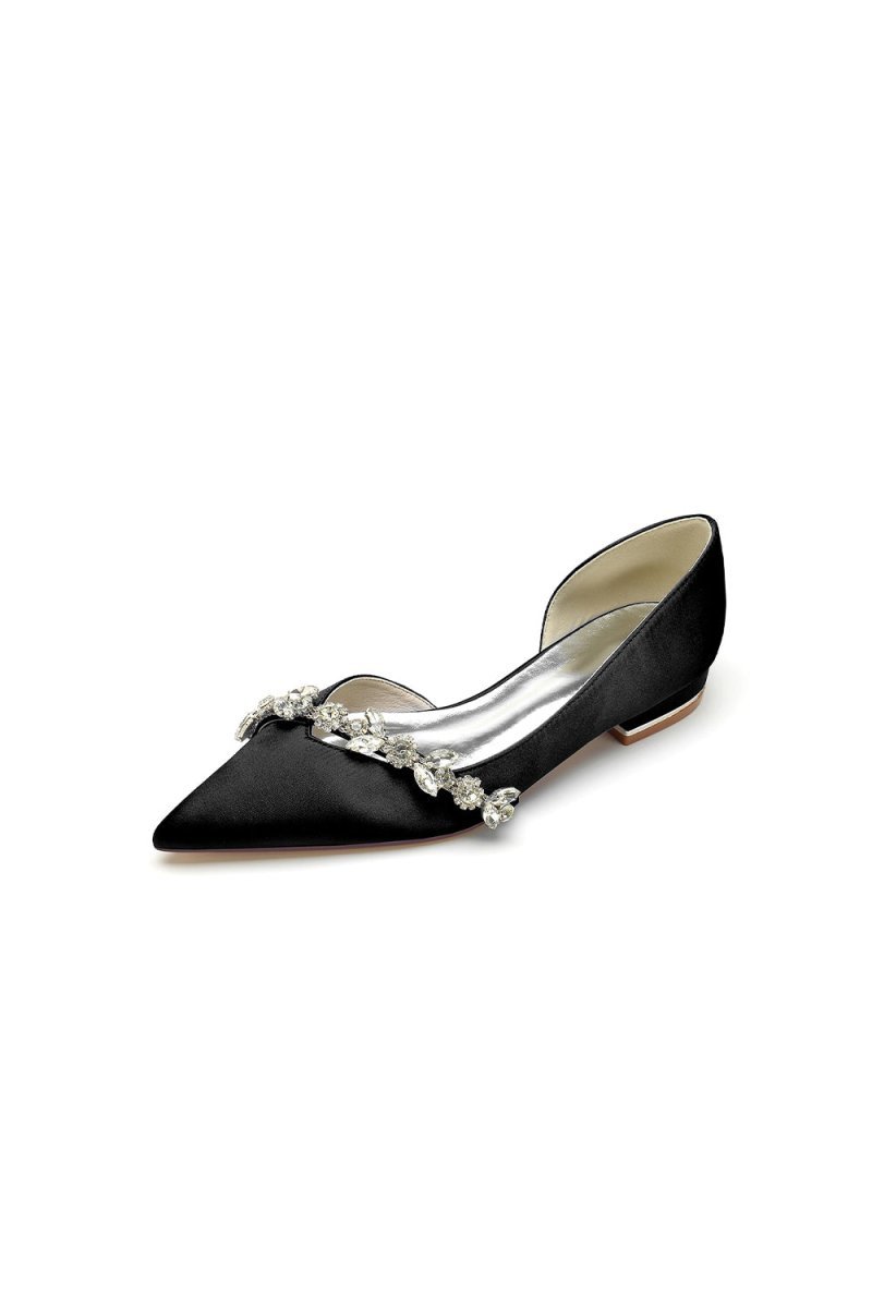 Chic Rhinestone Pointed Toe Kitten Heels - BOLODOO