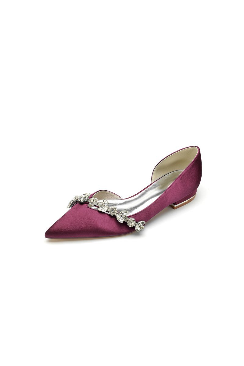 Chic Rhinestone Pointed Toe Kitten Heels - BOLODOO