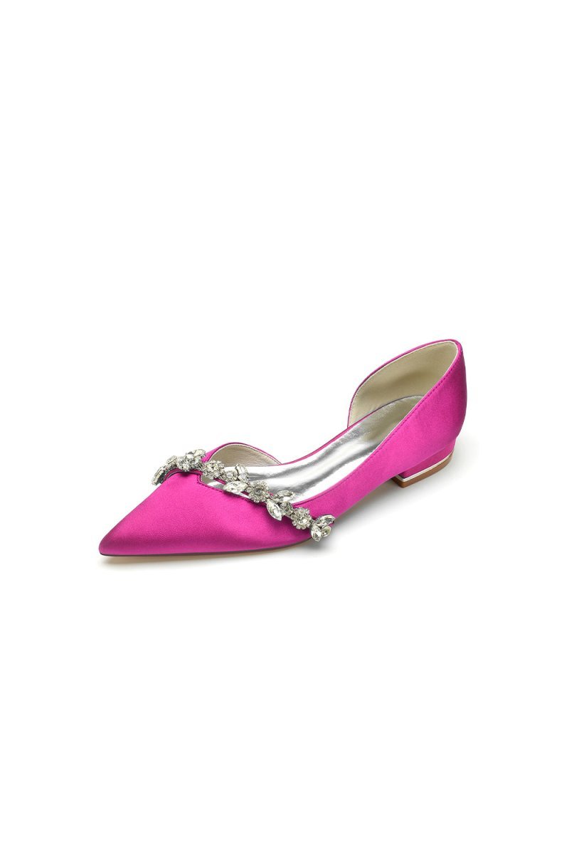 Chic Rhinestone Pointed Toe Kitten Heels - BOLODOO