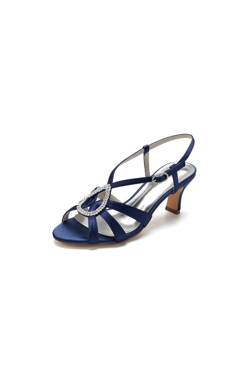 Chic Blue Silk Sandals Featuring Decorative Metal Ring - BOLODOO