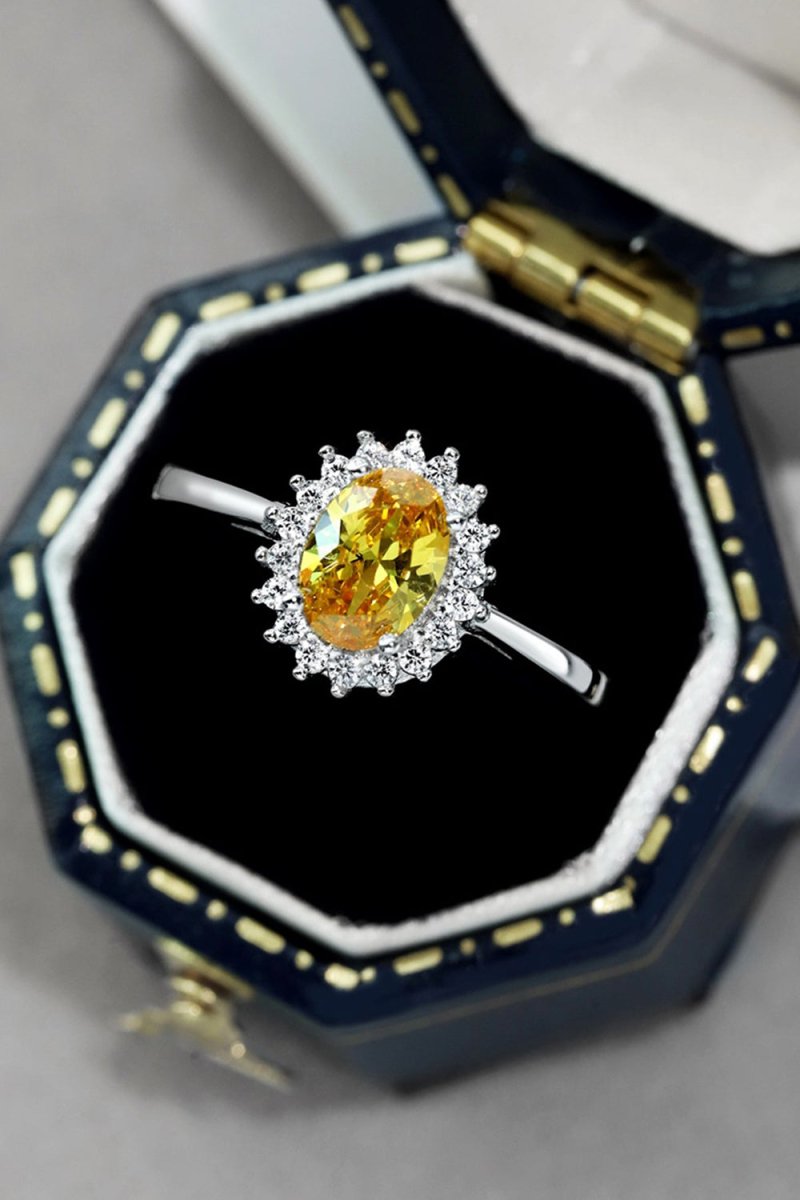 Citrine Oval Sparkle Cocktail Ring